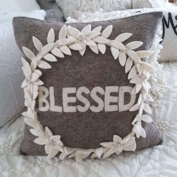 Boutique Other - NEW! HAND Felted 100% WOOL "Blessed" 19" PILLOW